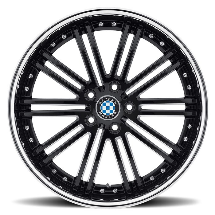 Velgen Beyern Baroque 20x10,5 5x120 ET27 Glanzend Zwart + Chrome
