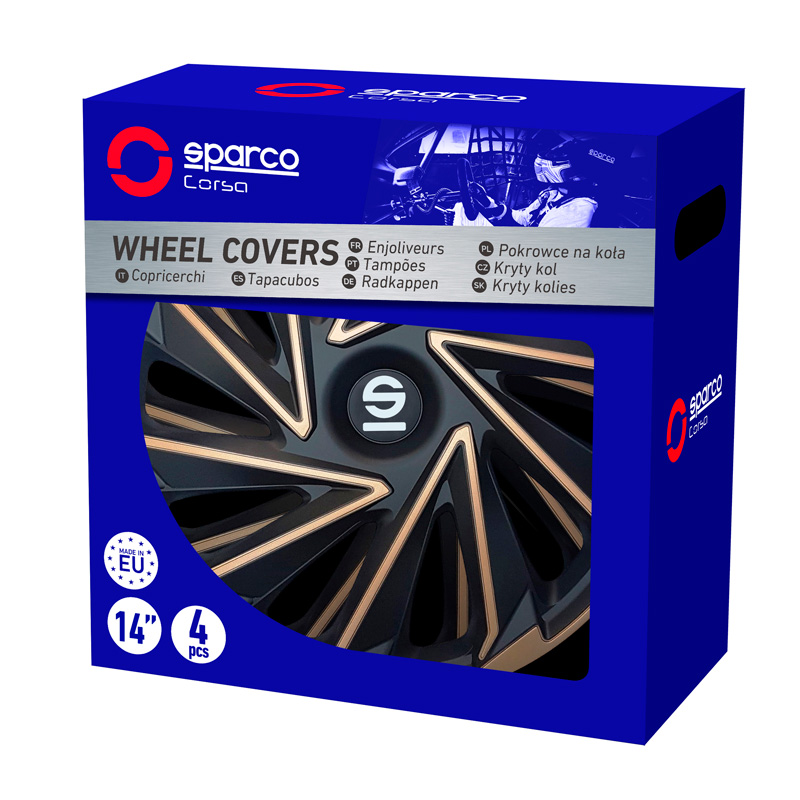 Sparco Wieldoppen Varese - 16-inch - Goud/Zwart - Set van 4 stuks