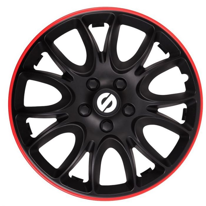 4-Delige Sparco Wieldoppenset Veneto 13-inch zwart/rood