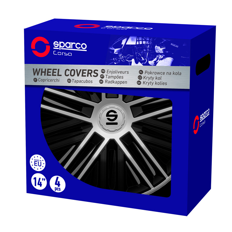 Sparco Wieldoppen Bergamo - 16-inch - Zwart/Zilver - Set van 4 stuks