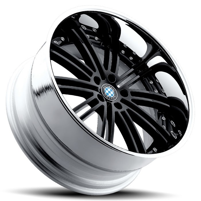 Velgen Beyern Baroque 19x8,5 5x120 ET18 Glanzend Zwart + Chromen