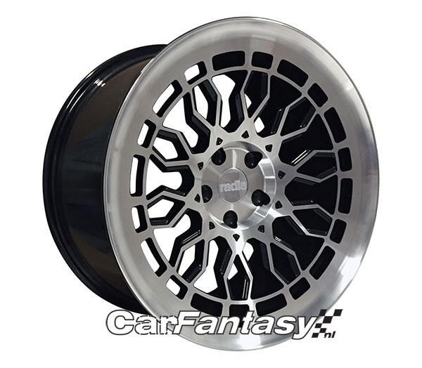 RADI8 A10 9.5x18 5x112 42 Gloss black machine face 66,6 Velgen