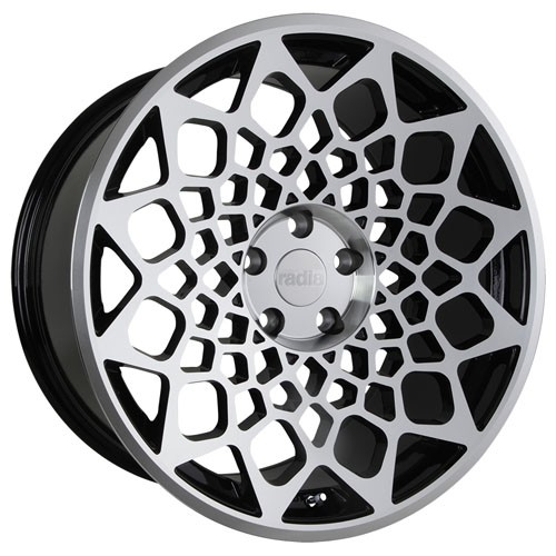 RADI8 B12 8.5x19 5x100 38 Gloss black machine face 57,1 Velgen
