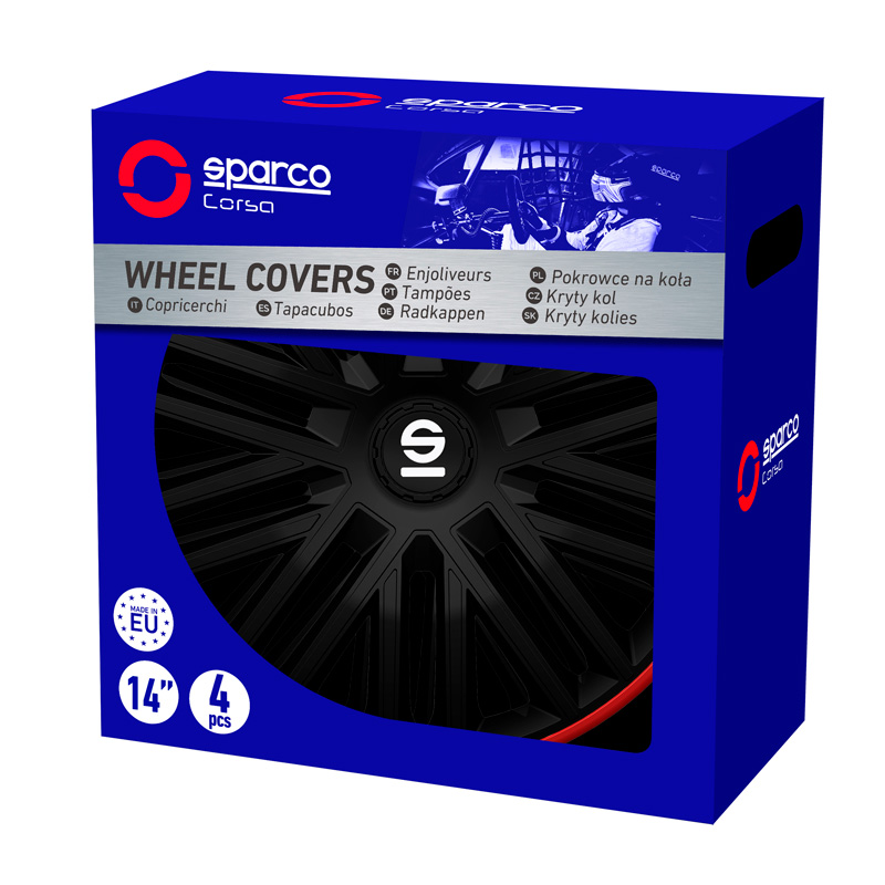 Sparco Wieldoppen Bergamo - 15-inch - Zwart/Rood - Set van 4 stuks