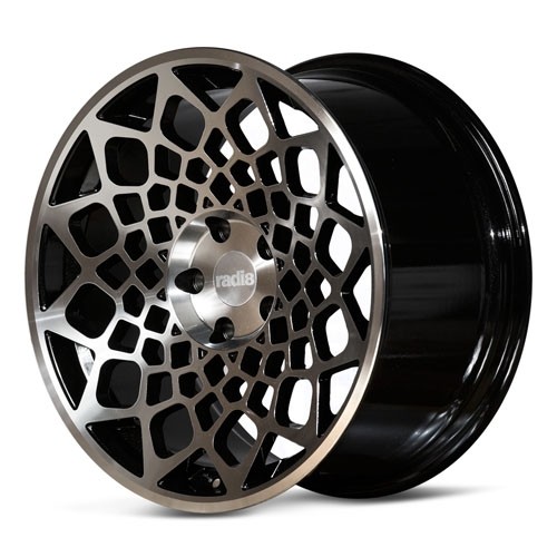 RADI8 B12 9.5x18 5X112 42 Gloss black machine face 66,6 Velgen