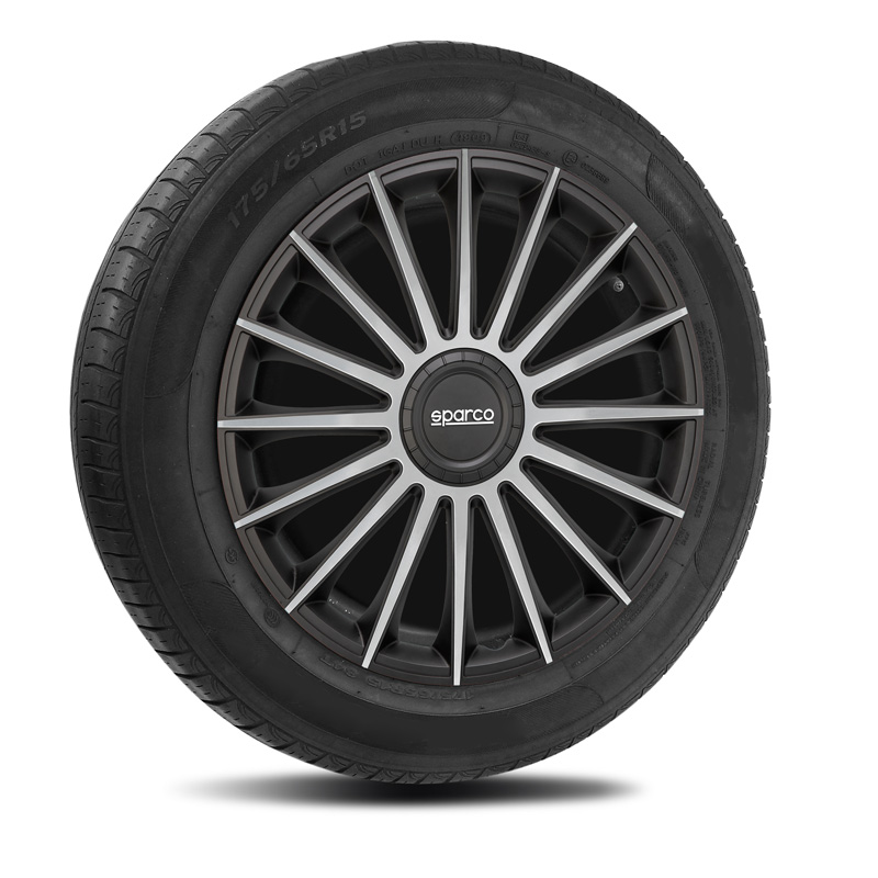 Sparco Wieldoppen Treviso - 13-inch - Zwart/Zilver - Set van 4 stuks