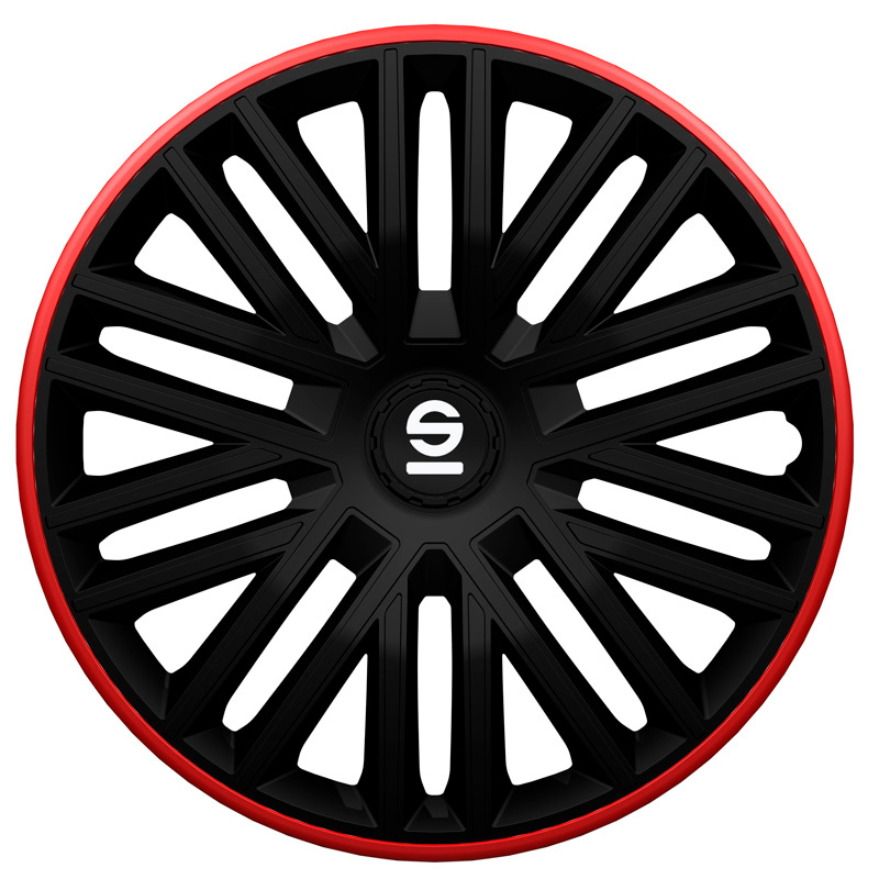 Sparco Wieldoppen Bergamo - 14-inch - Zwart/Rood - Set van 4 stuks