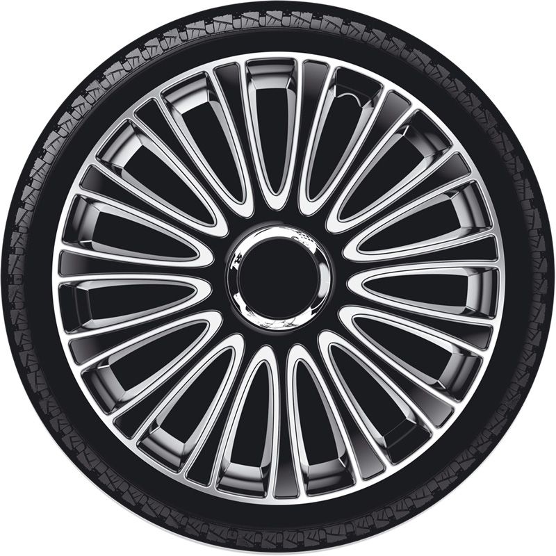 4-Delige Wieldoppenset LeMans 13-inch zwart/zilver