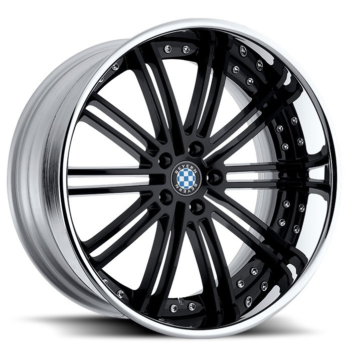 Velgen Beyern Baroque 19x8,5 5x120 ET18 Glanzend Zwart + Chromen