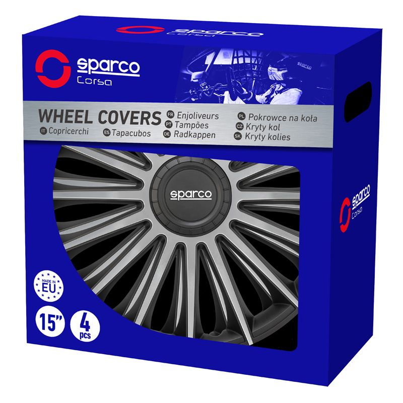 Sparco Wieldoppen Treviso - 13-inch - Zwart/Zilver - Set van 4 stuks