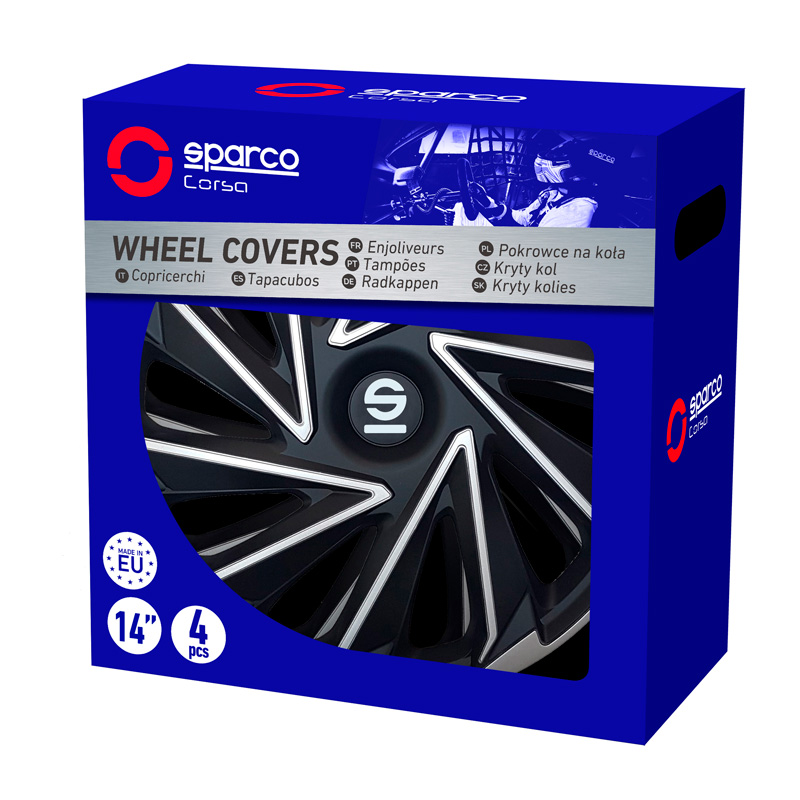 Sparco Wieldoppen Varese - 14-inch - Zilver/Zwart - Set van 4 stuks