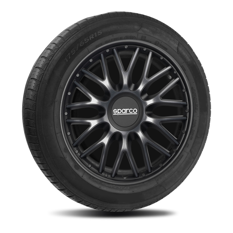 Sparco Wieldoppen Roma - 15-inch - Grijs/Zwart - Set van 4 stuks