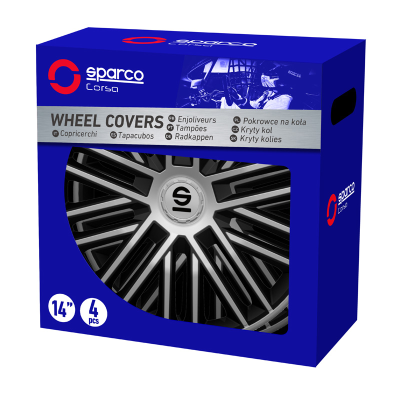 Sparco Wieldoppen Bergamo - 15-inch - Zilver/Zwart - Set van 4 stuks