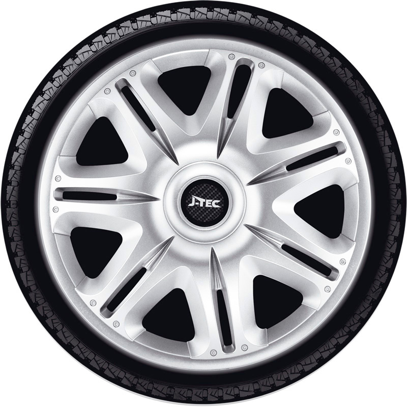 J-Tec 4-Delige Wieldoppenset Nascar ST 16-inch zilver