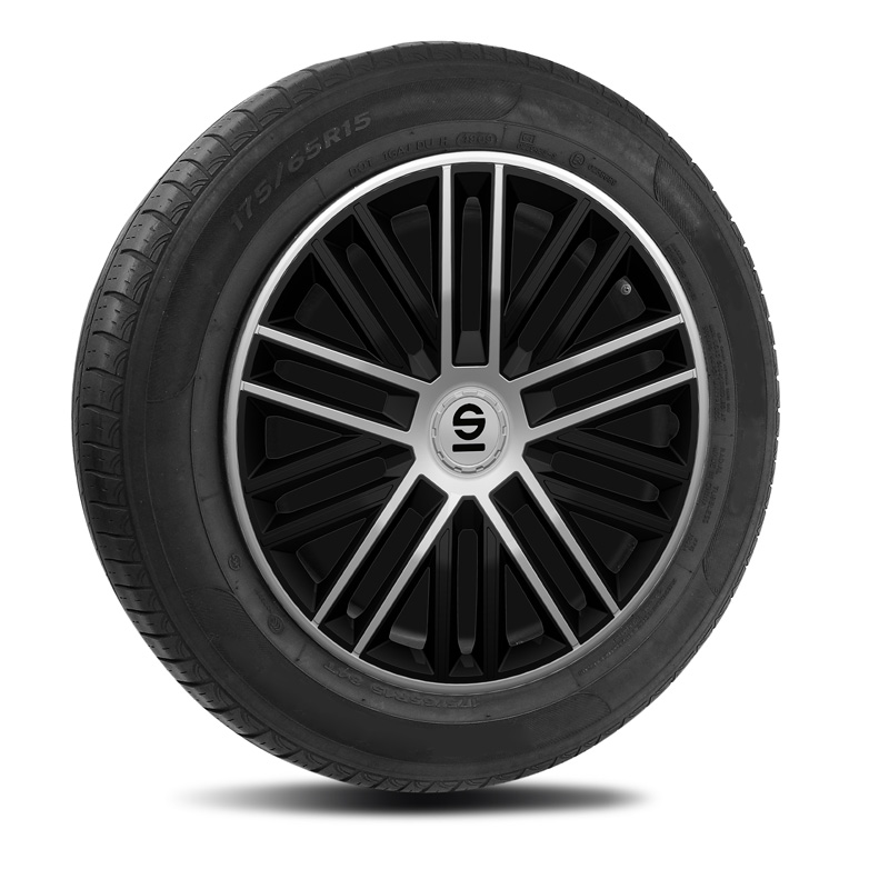 Sparco Wieldoppen Bergamo - 16-inch - Zwart/Zilver - Set van 4 stuks
