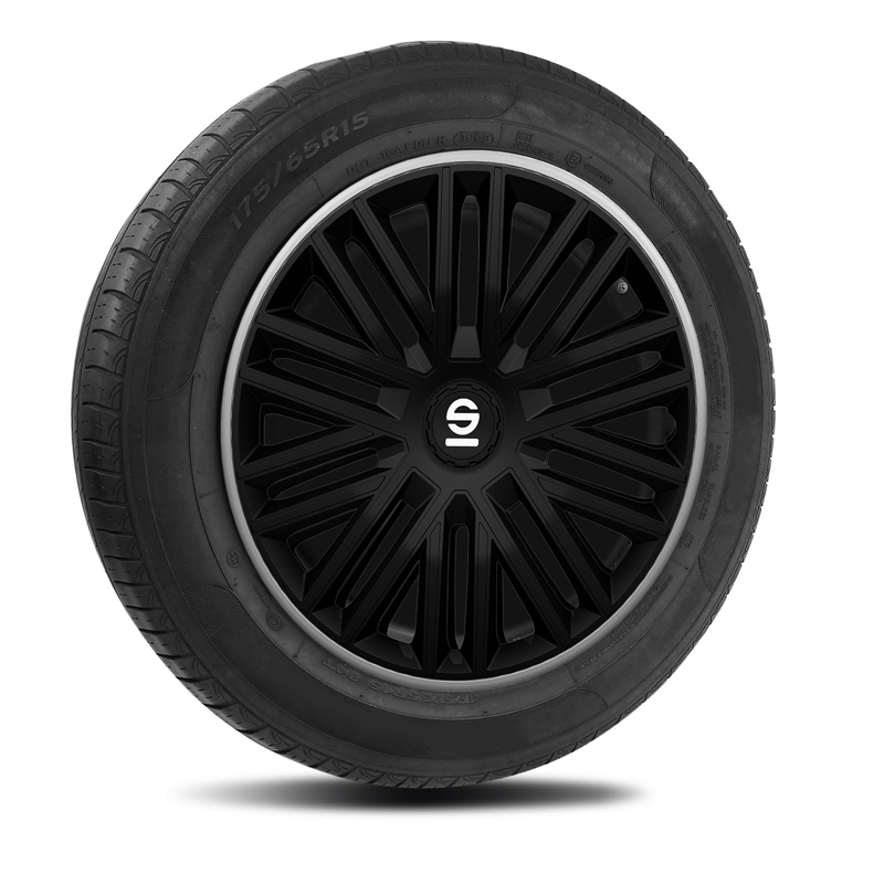 Sparco Wieldoppen Bergamo - 14-inch - Zwart/Grijs - Set van 4 stuks