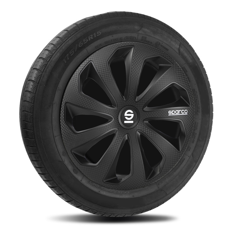 Sparco Wieldoppen Sicilia - 15-inch - Zwart/Carbon - Set van 4 stuks