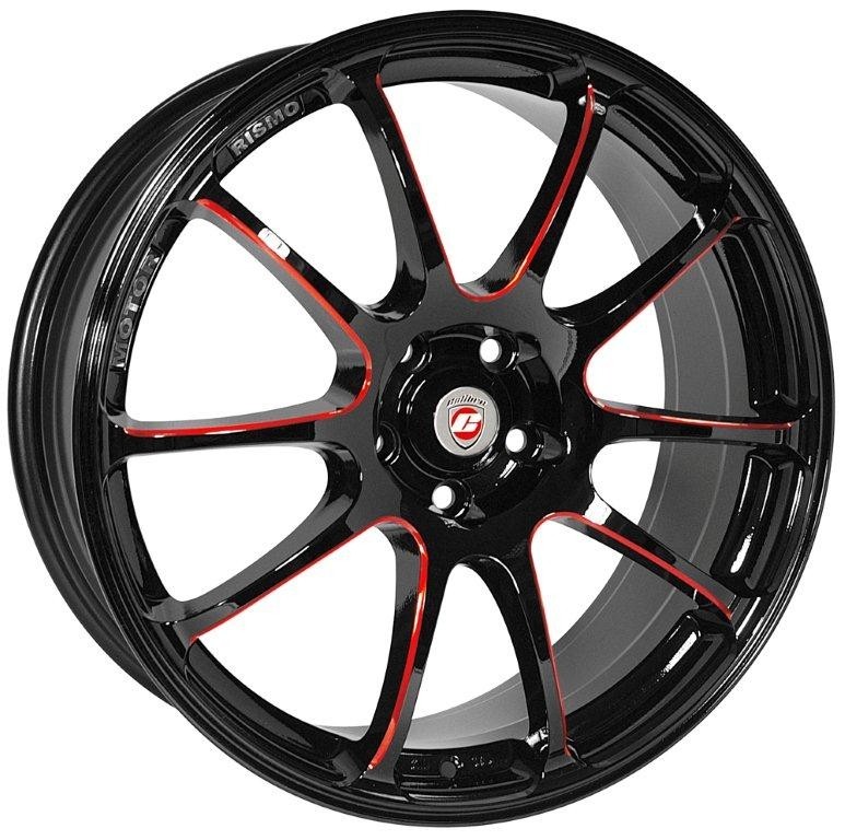 Velgen Calibre Friction 7x17 8x100 Black/Red ball polished