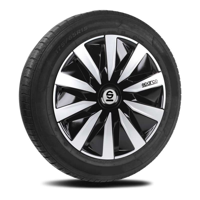 Sparco Wieldoppen Lazio - 13-inch - Zwart/Zilver - Set van 4 stuks