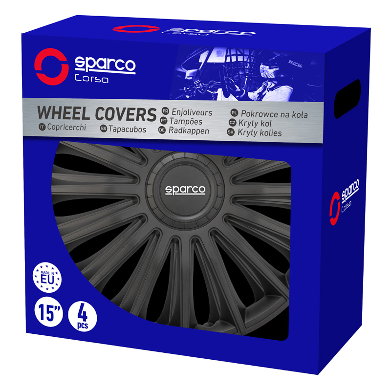 Sparco Wieldoppen Treviso - 13-inch - Zwart - Set van 4 stuks