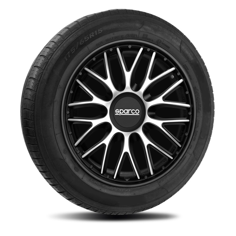 Sparco Wieldoppen Roma - 14-inch - Zilver/Zwart - Set van 4 stuks