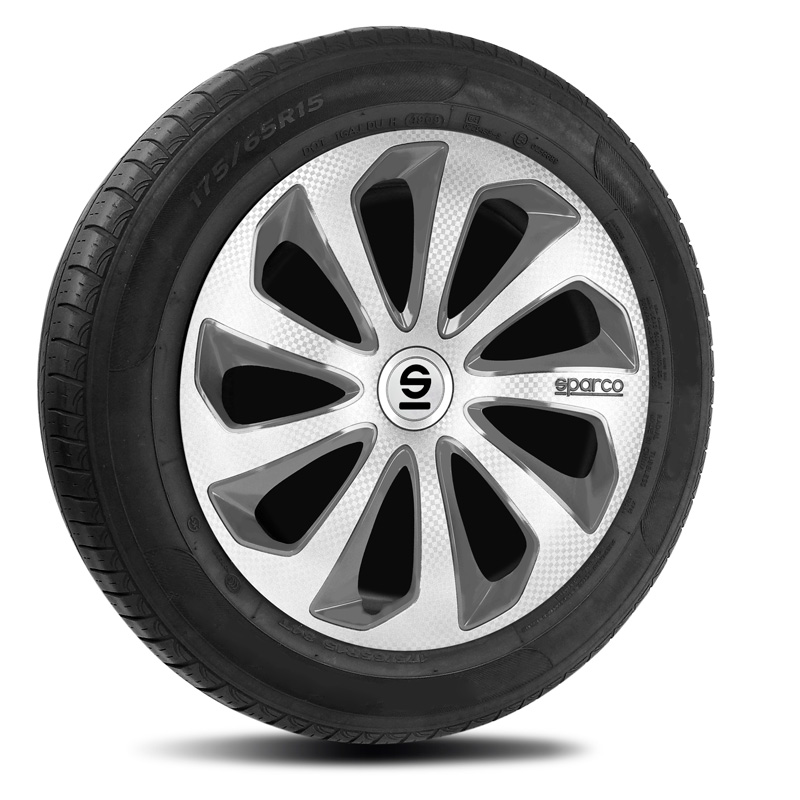 Sparco Wieldoppen Sicilia - 16-inch - Zilver/Grijs/Carbon - Set van 4 stuks